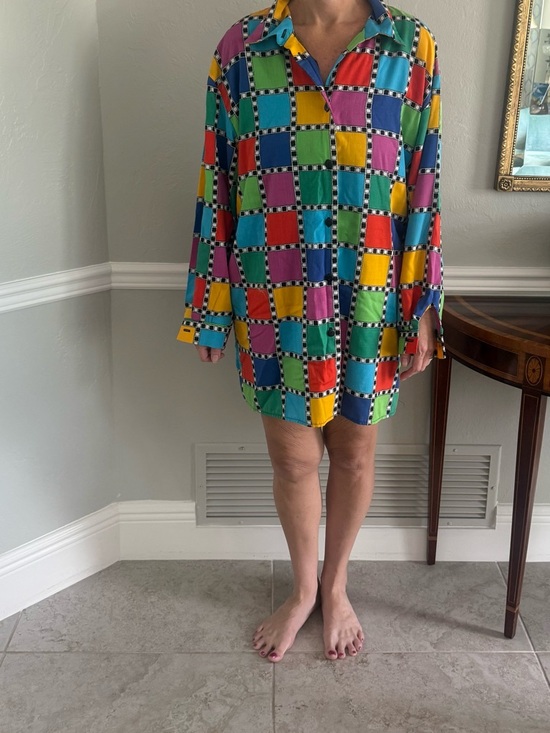 Liz Baker Tops - Liz Baker 80s Multicolor Checkered womens Shirt